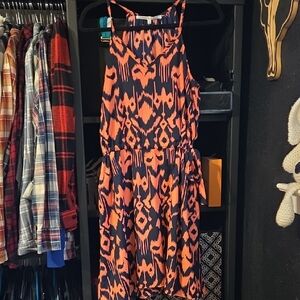 Collective Concepts Vibrant Orange and Black High Low Dress